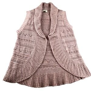 Sonoma open front Cascade Rose Pink sleeveless cardigan woman's size‎ L BOHO